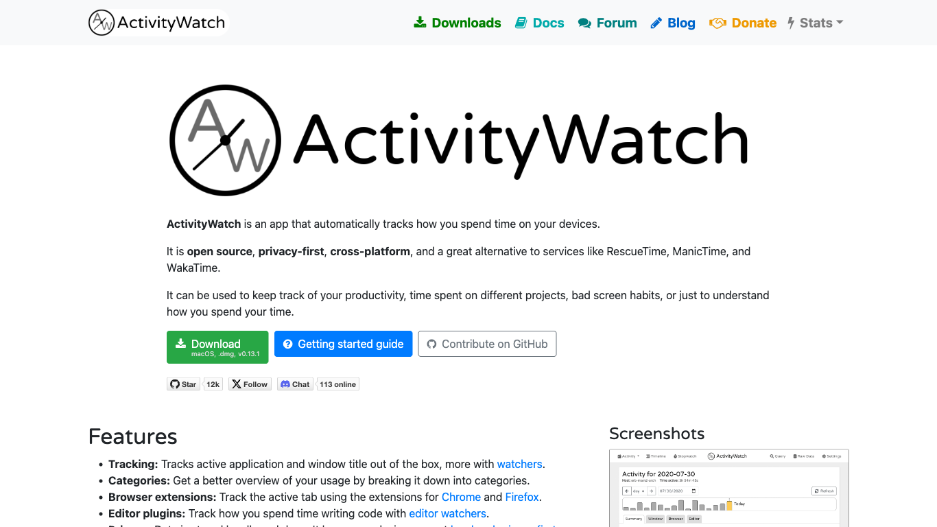 Activitywatch Screenshot