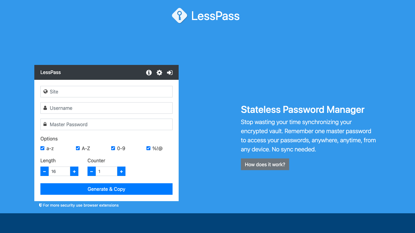 Lesspass Screenshot