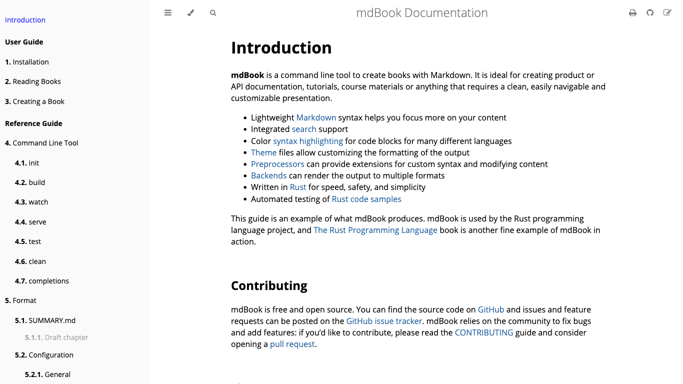 Mdbook Screenshot