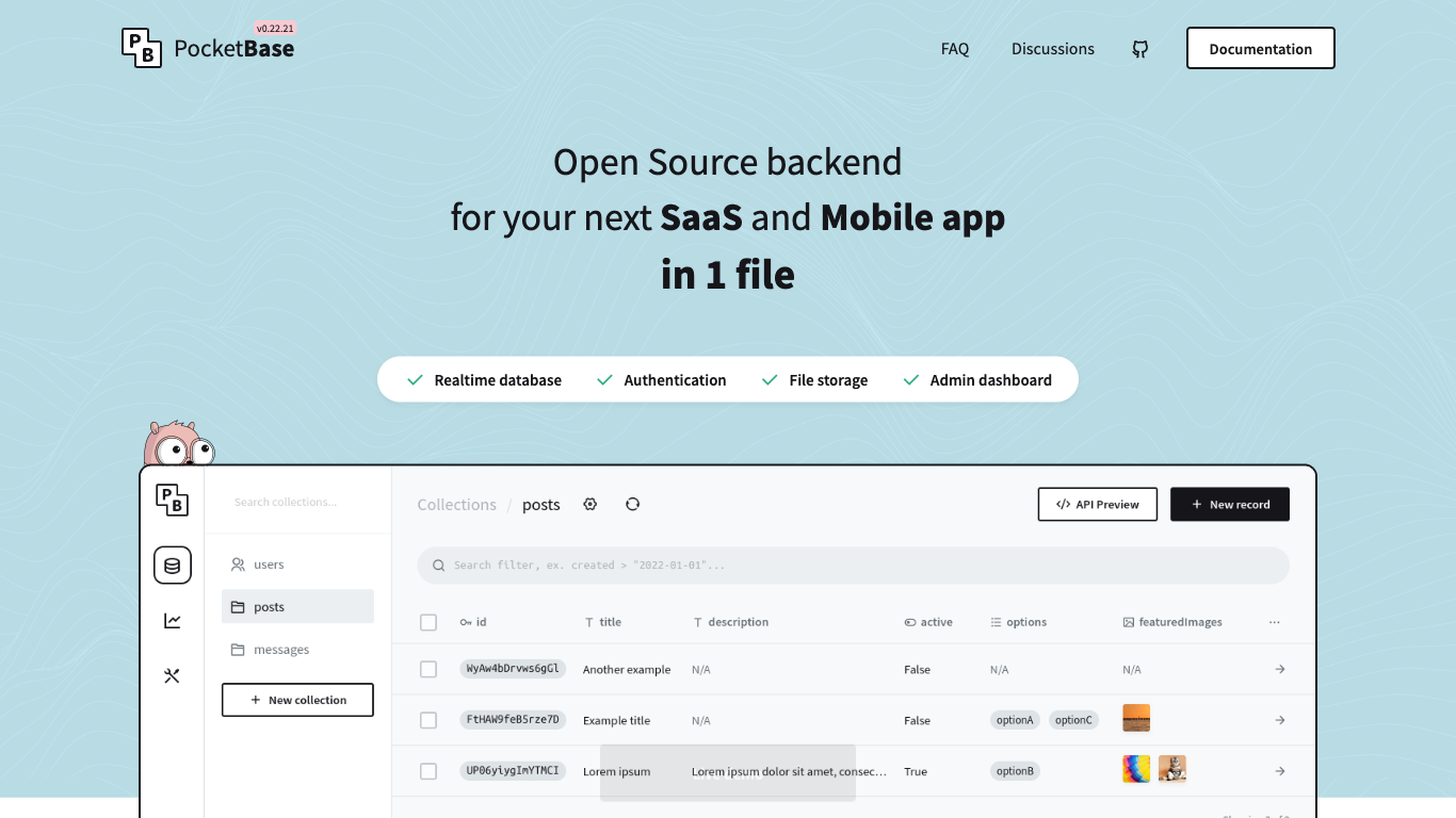Pocketbase Screenshot