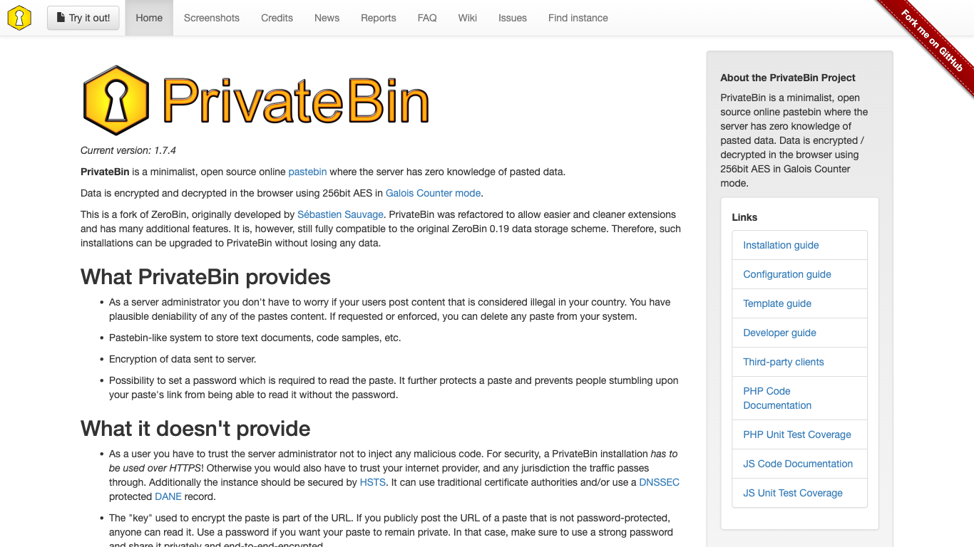 Privatebin Screenshot